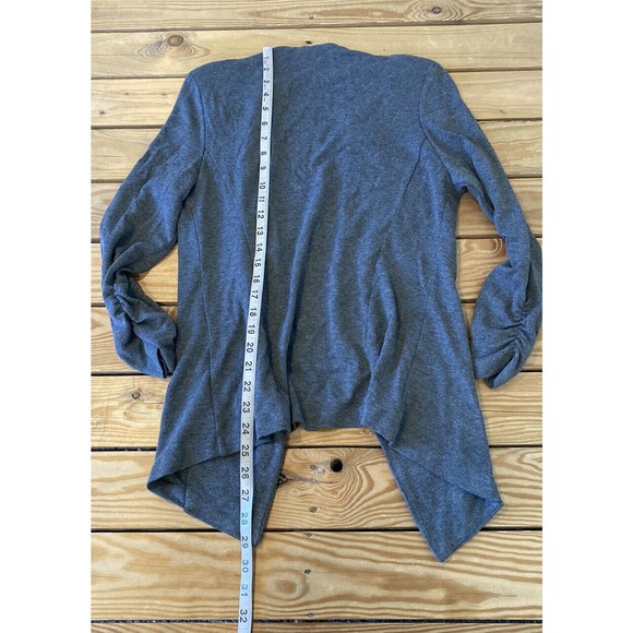 Tart Collections Ruched Sleeve Blazer Cardigan Small Women’s Gray Open Front - Picture 6 of 8